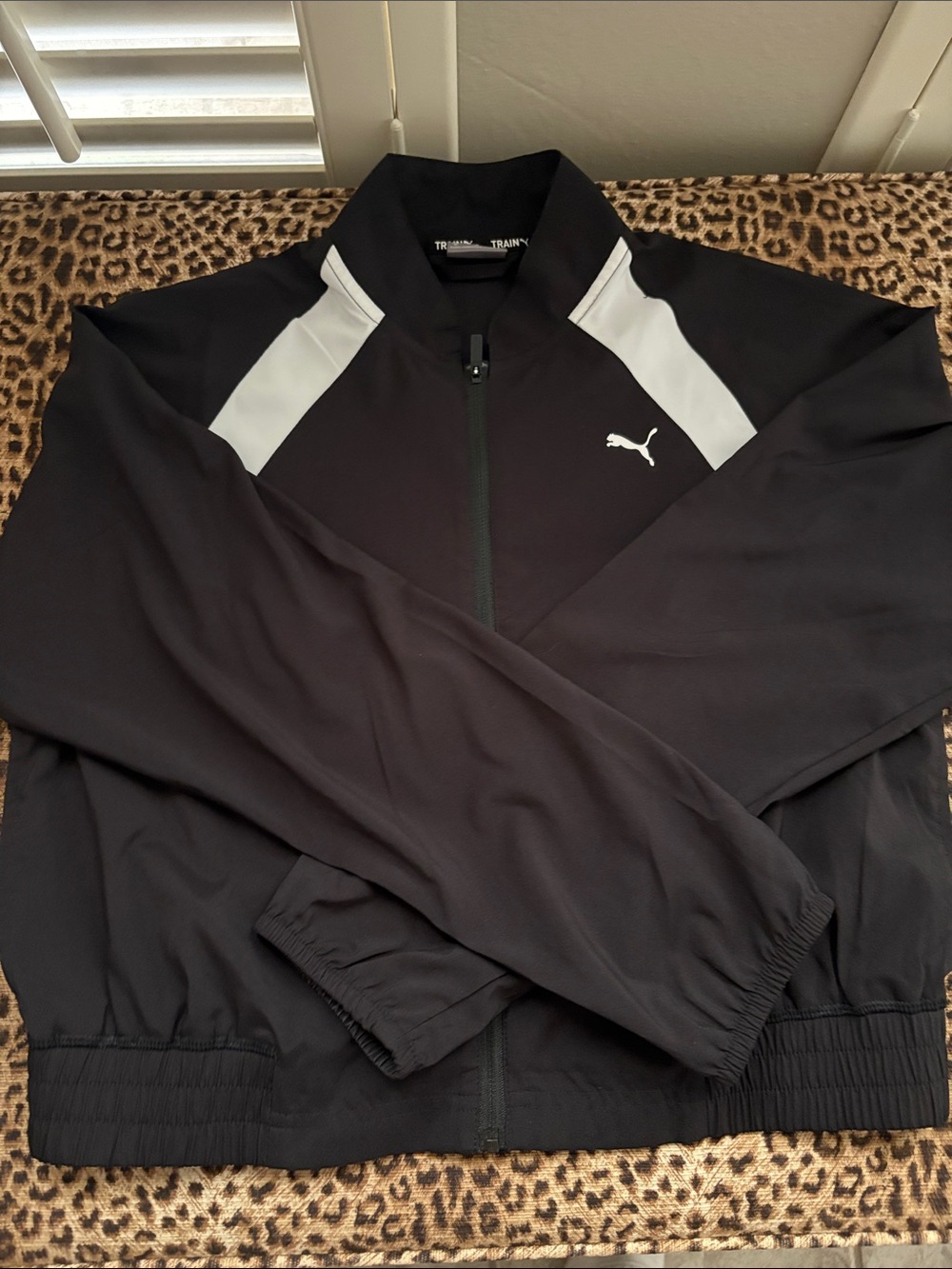 Puma Black Jacket with White Shoulder Panels